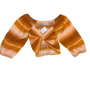 Urban Outfitters Tie-Dye Puff Sleeve Twist Front Crop Top – Size S NWT